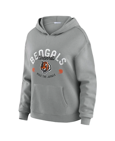 Wear by Erin Andrews Women's 2-Piece Gray Cincinnati Bengals Waffle-Knit Long-Sleeve Hoodie and Lounge Pant Set