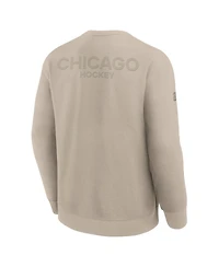 Fanatics Men's Tan Chicago Blackhawks Authentic Pro Road Tri-Blend Sweatshirt