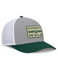 Fanatics Men's Gray/Green Minnesota Wild Fundamental Adapt Trucker Adjustable Hat