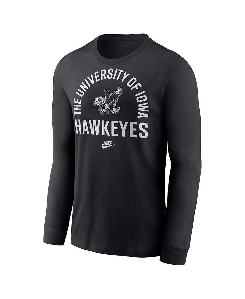 Nike Men's Black Iowa Hawkeyes Legacy Arched Logo Long Sleeve T-Shirt