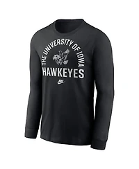 Nike Men's Black Iowa Hawkeyes Legacy Arched Logo Long Sleeve T-Shirt
