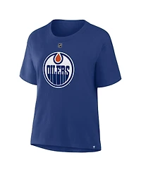 Fanatics Women's Leon Draisaitl Royal Edmonton Oilers Authentic Stack Name Number T-Shirt