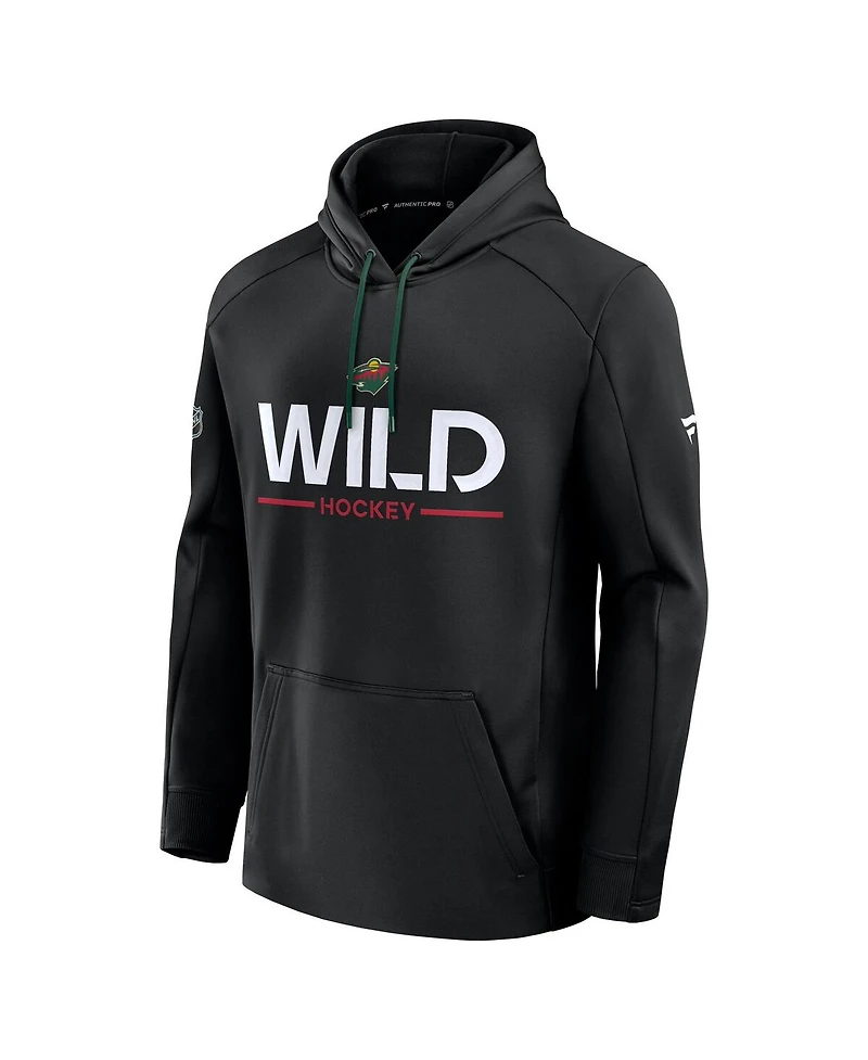 Fanatics Men's Black Minnesota Wild Authentic Pro Rink Hoodie