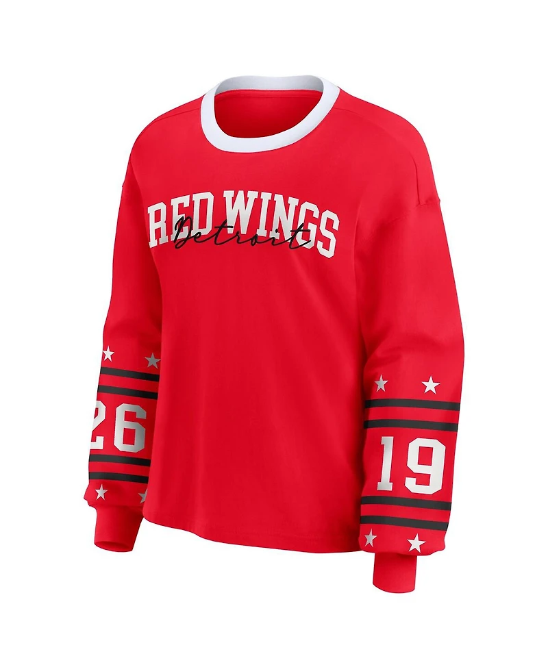 Wear by Erin Andrews Women's Red Detroit Wings Long-Sleeve Sport T-Shirt