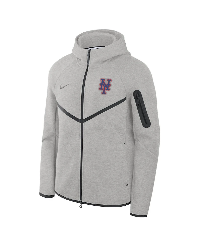 Nike Men's Heather Charcoal New York Mets Tech Fleece Windrunner Full-Zip Hoodie Jacket