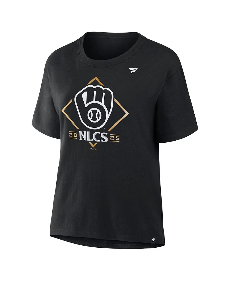 Fanatics Women's Black Milwaukee Brewers 2025 National League Division Series Champions Locker Room T-Shirt