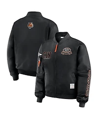 Wear by Erin Andrews Women's Black Cincinnati Bengals Patch Full-Zip Bomber Jacket