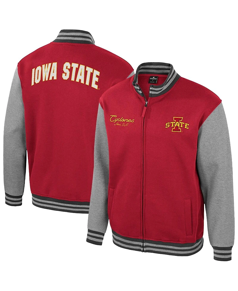 Colosseum Men's Cardinal Iowa State Cyclones Ambi-Turner Full-Zip Varsity Jacket