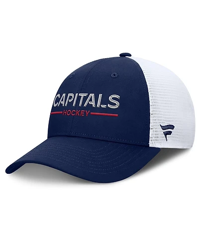 Fanatics Men's Navy/White Washington Capitals Authentic Pro Rink Lockup Adjustable Trucker Hat