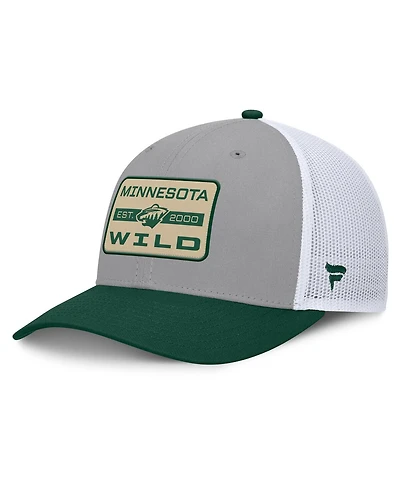 Fanatics Men's Gray/Green Minnesota Wild Fundamental Adapt Trucker Adjustable Hat