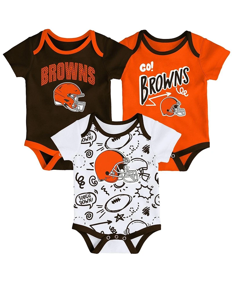 Outerstuff Baby Boys and Girls 3-Piece Cleveland Browns All Day Play Bodysuit Set