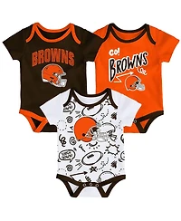 Outerstuff Baby Boys and Girls 3-Piece Cleveland Browns All Day Play Bodysuit Set