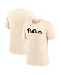 Nike Men's Natural Philadelphia Phillies Wordmark Tri-Blend T-Shirt