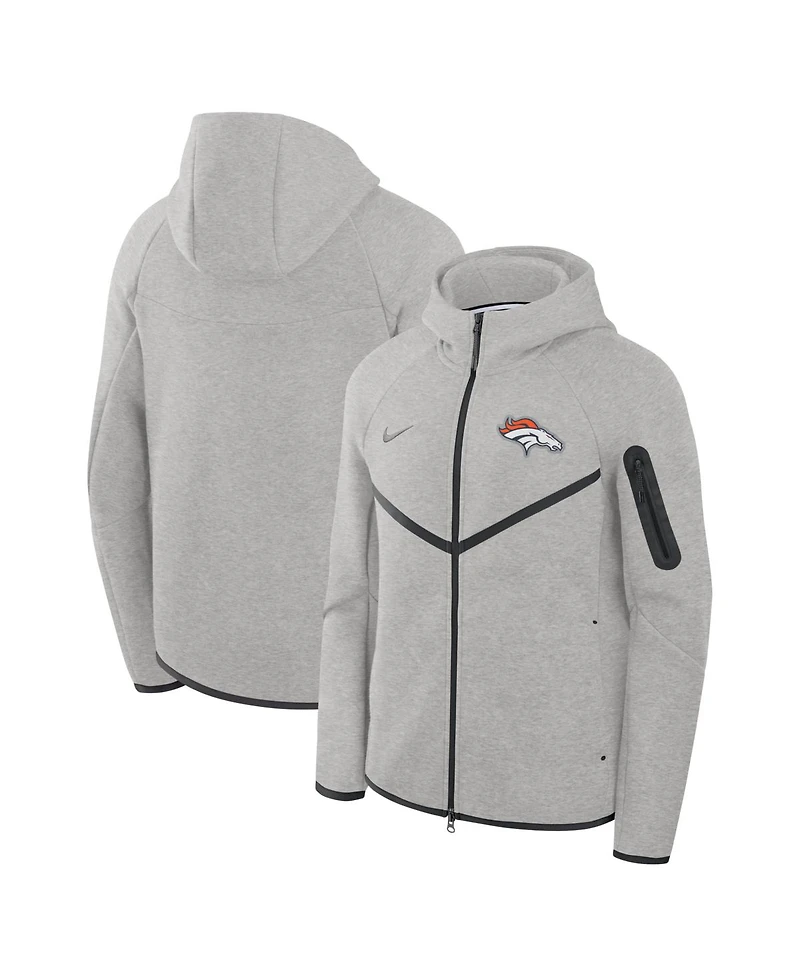 Nike Men's Heather Gray Denver Broncos Tech Fleece Full-Zip Windrunner Hoodie