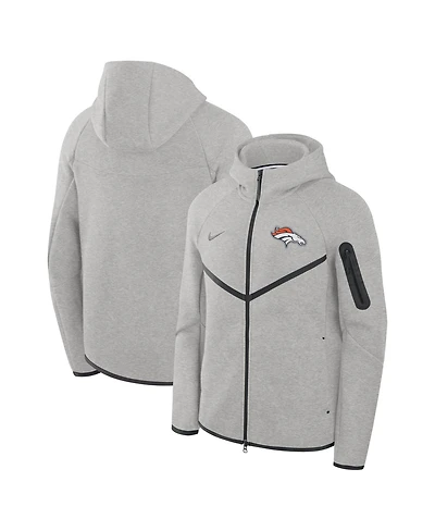 Nike Men's Heather Gray Denver Broncos Tech Fleece Full-Zip Windrunner Hoodie