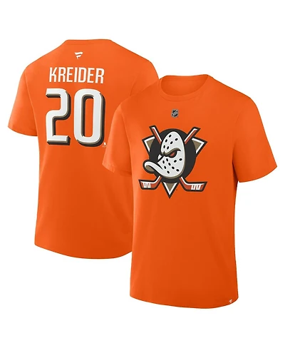 Fanatics Men's Chris Kreider Orange Anaheim Ducks Authentic Stack Name Number T-Shirt