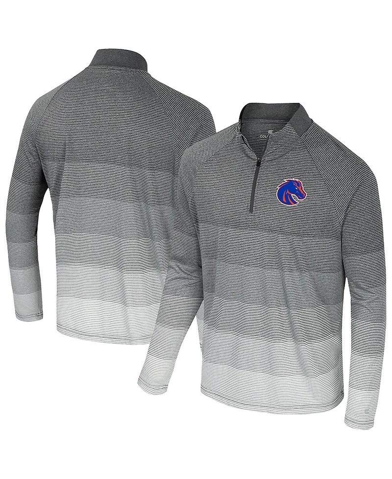 Colosseum Men's Gray Boise State Broncos Ai Striped Mesh Quarter-Zip Raglan Windshirt Jacket