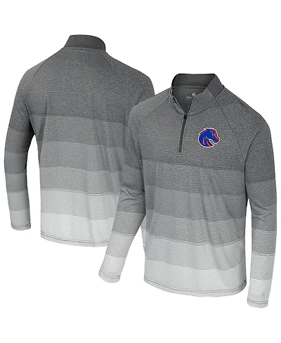 Colosseum Men's Gray Boise State Broncos Ai Striped Mesh Quarter-Zip Raglan Windshirt Jacket