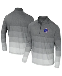 Colosseum Men's Gray Boise State Broncos Ai Striped Mesh Quarter-Zip Raglan Windshirt Jacket