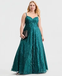 Say Yes Trendy Plus Sequin Glitter Ball Gown