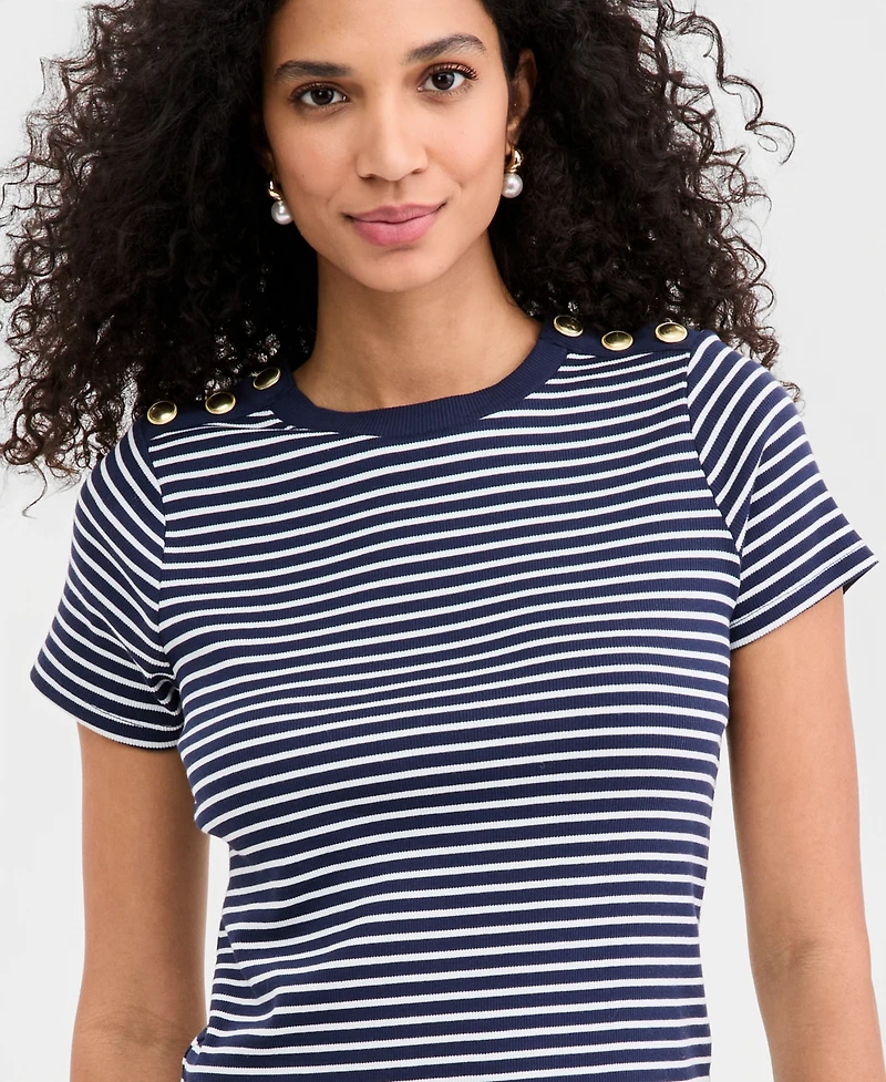On 34th Women's Knit Short-Sleeve Button-Shoulder Top, Macy's Exclusive