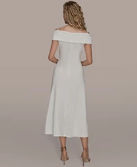 Donna Karan New York Women's Criss-Cross Off-Shoulder Dress