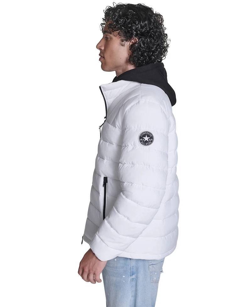 Converse Men's Lightweight Hooded Bib Puffer Jacket