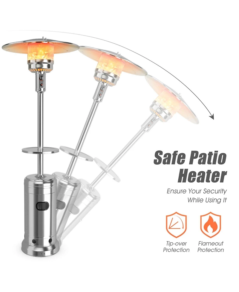 Outdoor Heater Propane Standing Lp Gas Steel with Table and Wheels