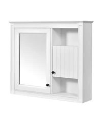 Airsurfer 32 Inch Bathroom Wall Cabinet with Mirror Wall Mounted Medicine Cabinet with 3 Shelves Mirrored Door White