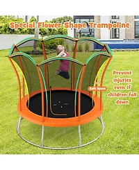 Sugift 10 Feet Unique Flower Shape Trampoline with Galvanized Steel Frame-Orange