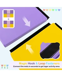 Sugift 6 x 2 Ft Tri-Fold Gym Mat with Handles and Removable Zippered Cover-Pink & Purple