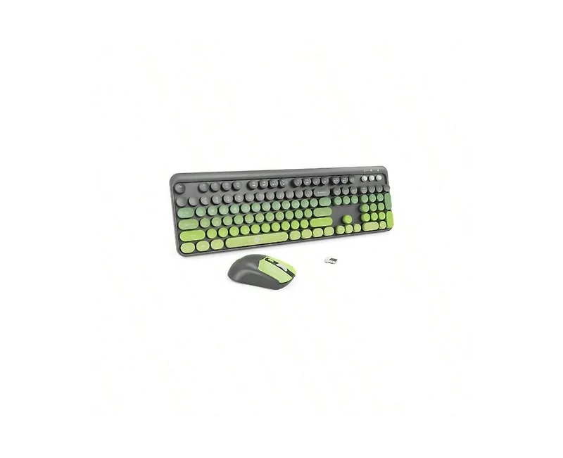 Risokeys Wireless Keyboard and Mouse Combo – 2.4GHz Cordless, Quiet Slim Set with Cute Round Keys for Laptop, Computer, Tv