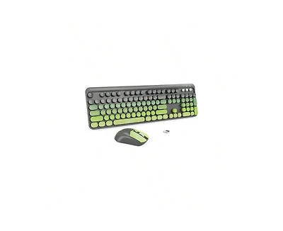 Risokeys Wireless Keyboard and Mouse Combo – 2.4GHz Cordless, Quiet Slim Set with Cute Round Keys for Laptop, Computer, Tv