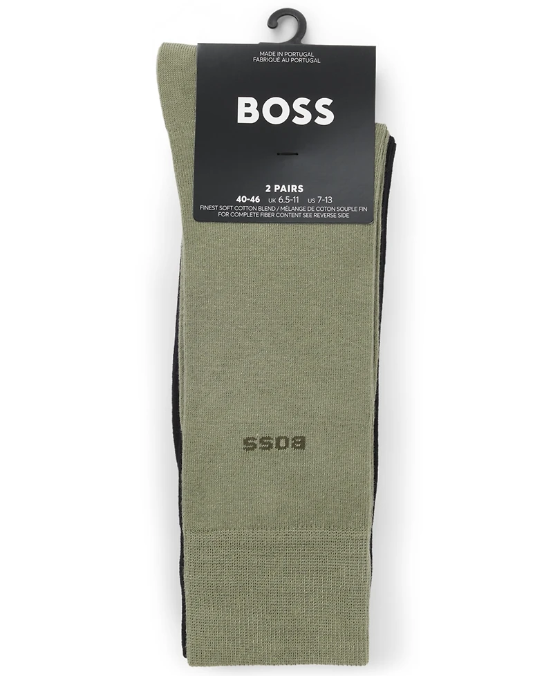 Hugo Boss Men's 2-Pack Uniform Color Solid Socks