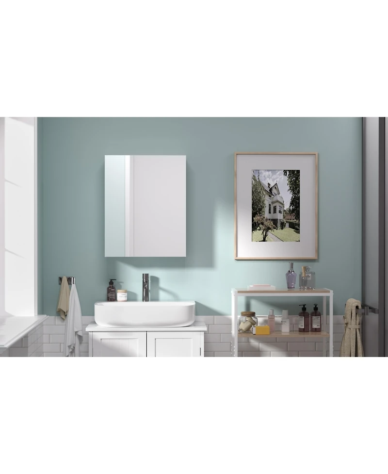 Hauschen Home 20x16 inch Bathroom Wall Cabinet, Saver Storage, Medicine Cabinet with 1 Door and Adjustable Shelves,Flat-Pack Design (White)