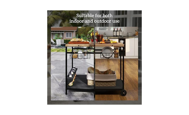 Slickblue Outdoor Bar and Serving Cart for Entertaining Guests on Patio or Deck