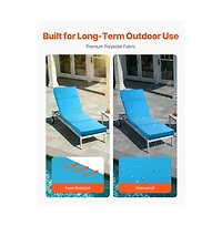 Slickblue Waterproof Chaise Lounge Chair Cushions Set of 2 for Patio.