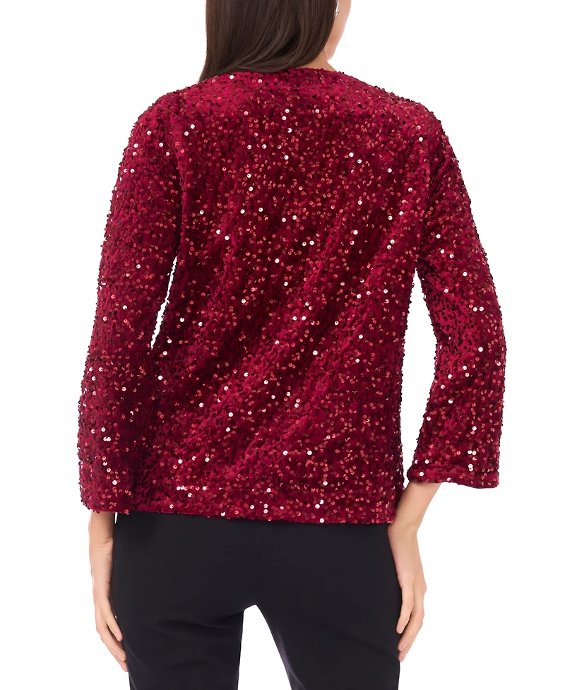Msk Women's Velvet V-Neck Top