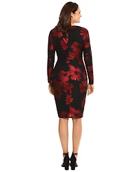 London Times Petite Foil-Floral Cascade Sheath Dress