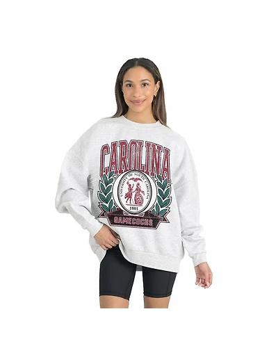 Gameday Couture Women's Gray South Carolina Gamecocks Premium Fleece Drop Shoulder Oversized Pullover Sweatshirt