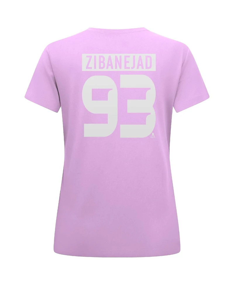 Levelwear Women's Mika Zibanejad Lavender New York Rangers Hockey Fights Cancer Anthem Name Number T-Shirt