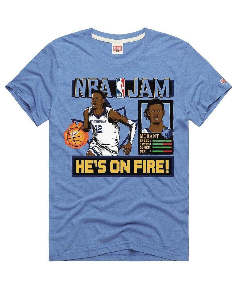 Homage Men's and Women's Ja Morant Light Blue Memphis Grizzlies Nba Jam Tri-Blend T-Shirt