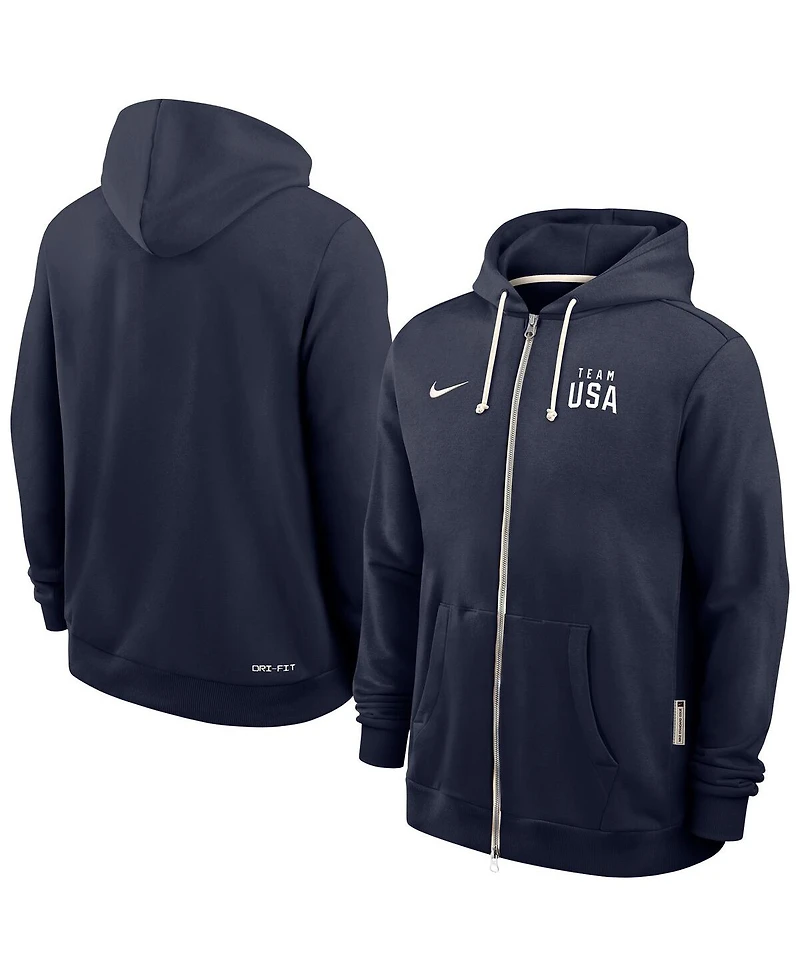 Nike Men's Navy Team Usa Standard Issue Dri-fit Full-Zip Hoodie