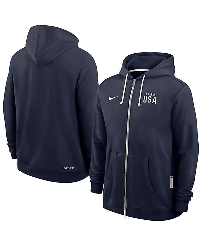 Nike Men's Navy Team Usa Standard Issue Dri-fit Full-Zip Hoodie