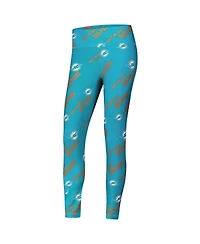 Concepts Sport Women's Aqua Miami Dolphins Breakthrough Allover Print Knit Sleep Leggings