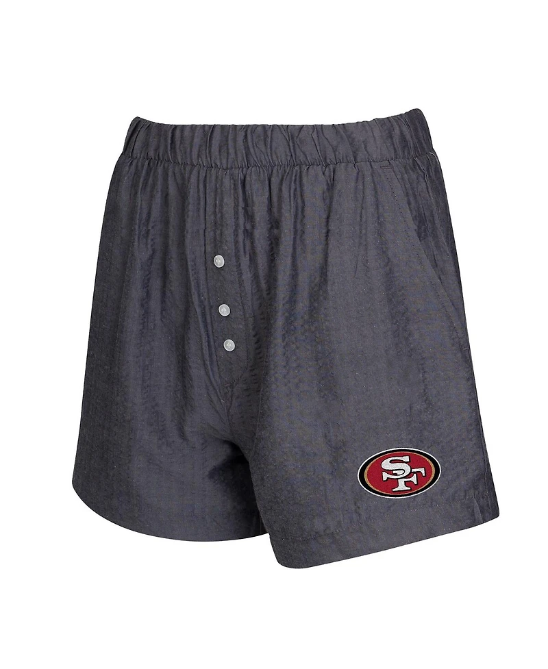 Concepts Sport Women's 2-Pack Charcoal San Francisco 49ers Stripes and Solids Boxer Shorts Set