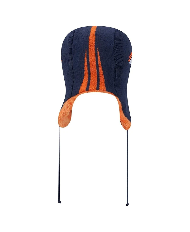 New Era Men's Navy Denver Broncos Helmet Head Trapper Knit Hat