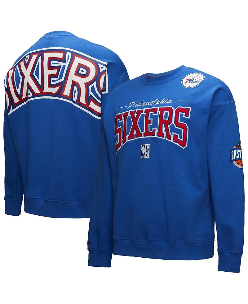 Mitchell & Ness Men's Royal Philadelphia 76ers Hardwood Classics There Back 2.0 Vintage Pullover Sweatshirt