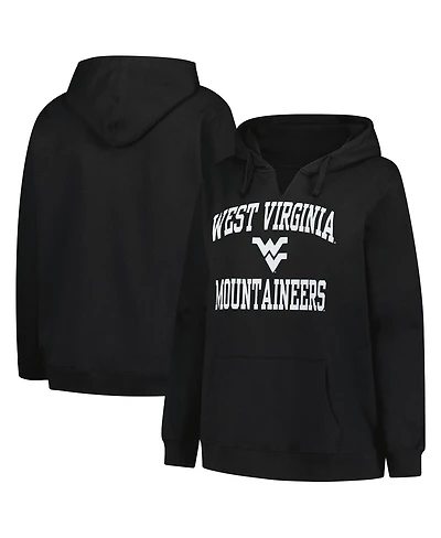 Champion Women's Black West Virginia Mountaineers Plus Heart Soul Notch Neck Pullover Hoodie