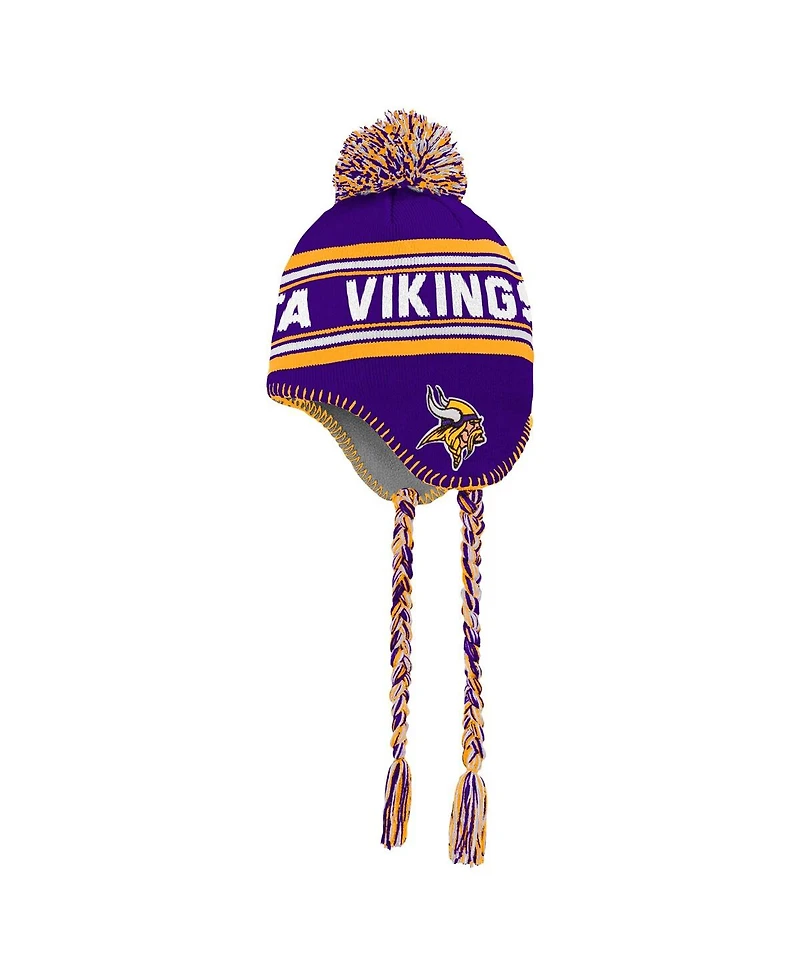 Outerstuff Big Boys and Girls Purple Minnesota Vikings Jacquard Tassel Knit with Pom Hat